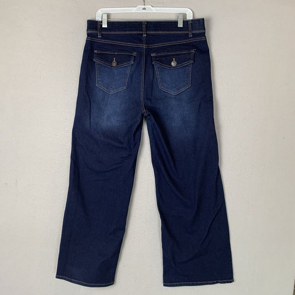Curve Appeal Jeans Women Size 12 Blue Wide Leg High Rise Comfort Waist Sailor - Picture 3 of 9